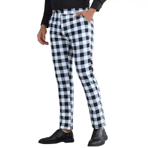 Men's Regular Fit Color Block Tartaned Pattern Pants