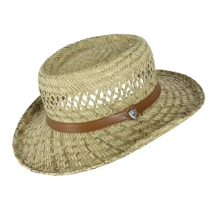 Straw Gambler Hat with Wide Brim