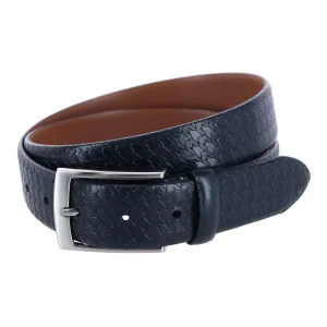 Men's Watson Houndstooth Embossed Leather Belt